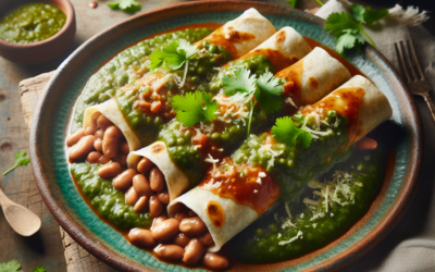 Enchiladas de frijoles con salsa verde