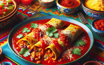 Enchiladas veganas con salsa roja