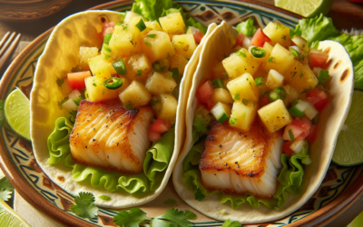 Tacos de pescado con salsa de piña