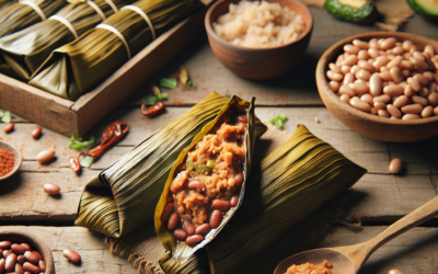 Tamales veganos de frijol con hoja de aguacate