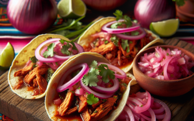 Tacos de cochinita pibil con cebolla morada