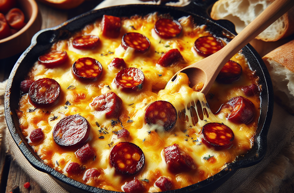 Queso fundido con chorizo y cerdo: un aperitivo irresistible