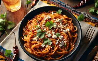 Fideo seco con salsa de chile ancho