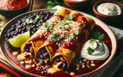 Enchiladas de frijol negro con salsa de chile ancho