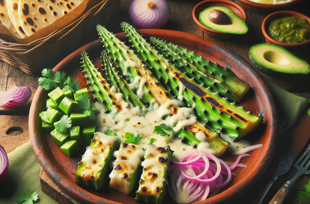 Fajitas de nopal con queso asado