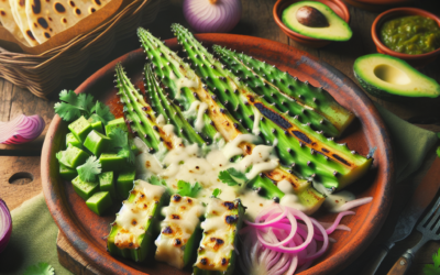 Fajitas de nopal con queso asado