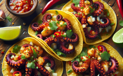 Tacos de pulpo al ajillo