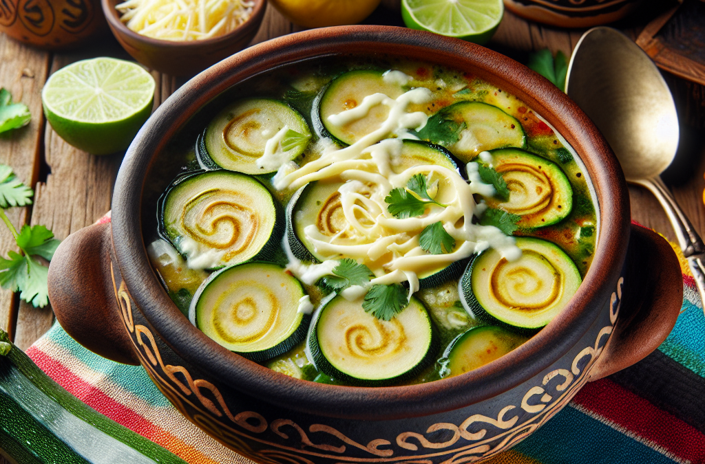 Sopa de calabacitas con queso fresco