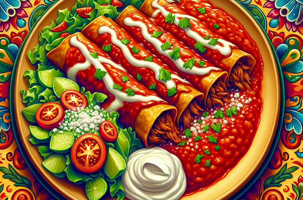 Enchiladas de carne con salsa roja