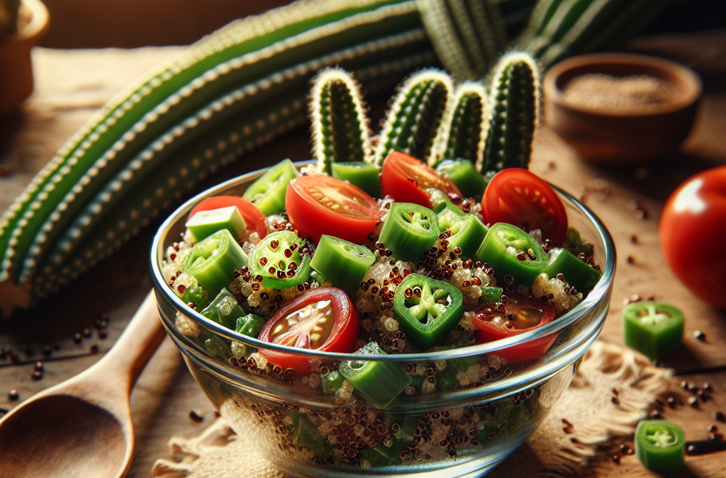 Ensalada de quinoa con nopales y tomate