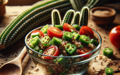 Ensalada de quinoa con nopales y tomate