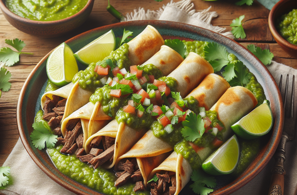 Taquitos de Carne de Res con Salsa Verde: Receta Fácil y Rápida