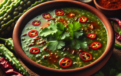 Sopa de nopales con chile pasilla