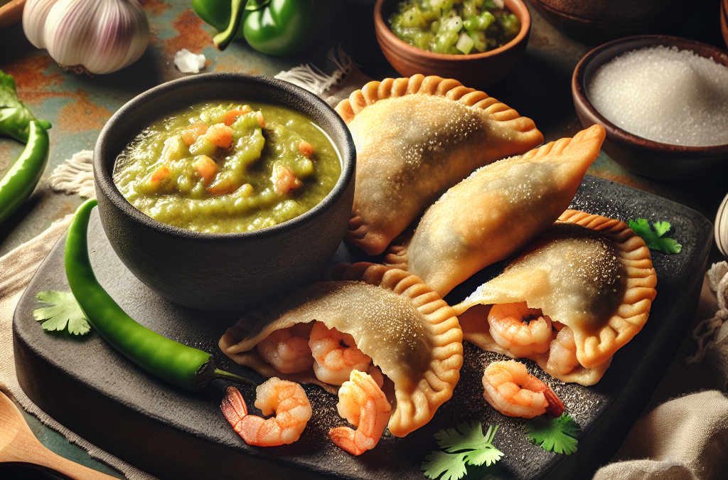 Empanadas de camarón con salsa verde