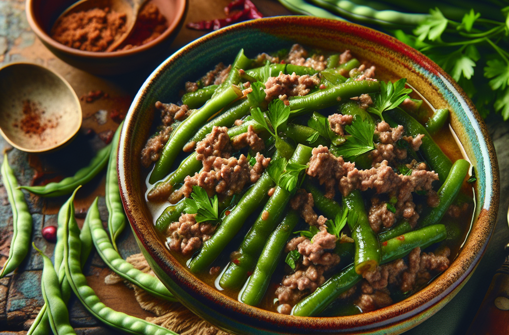 Guisado de judías verdes con carne molida