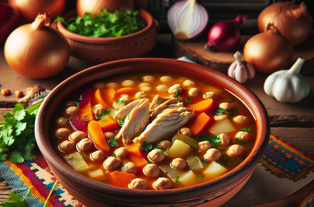 Caldo de gallina con garbanzos