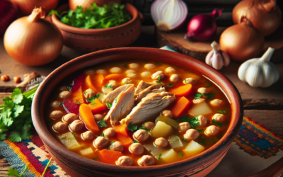 Caldo de gallina con garbanzos