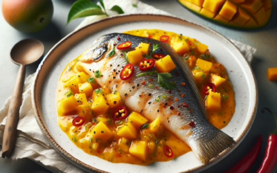 Pescado con salsa de mango y chile habanero