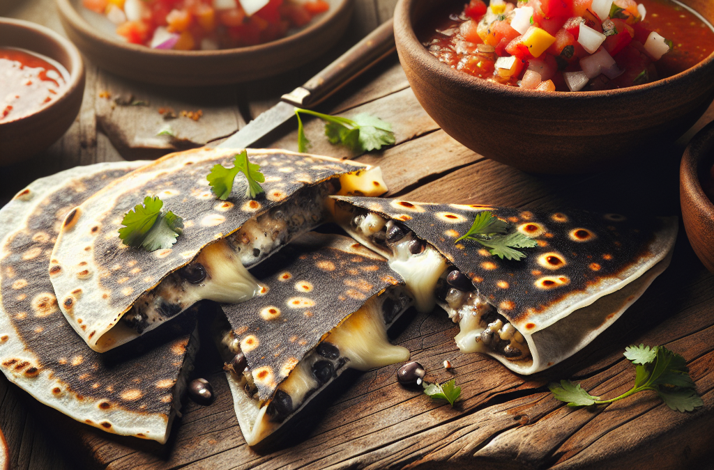 Quesadillas de huitlacoche con salsa roja