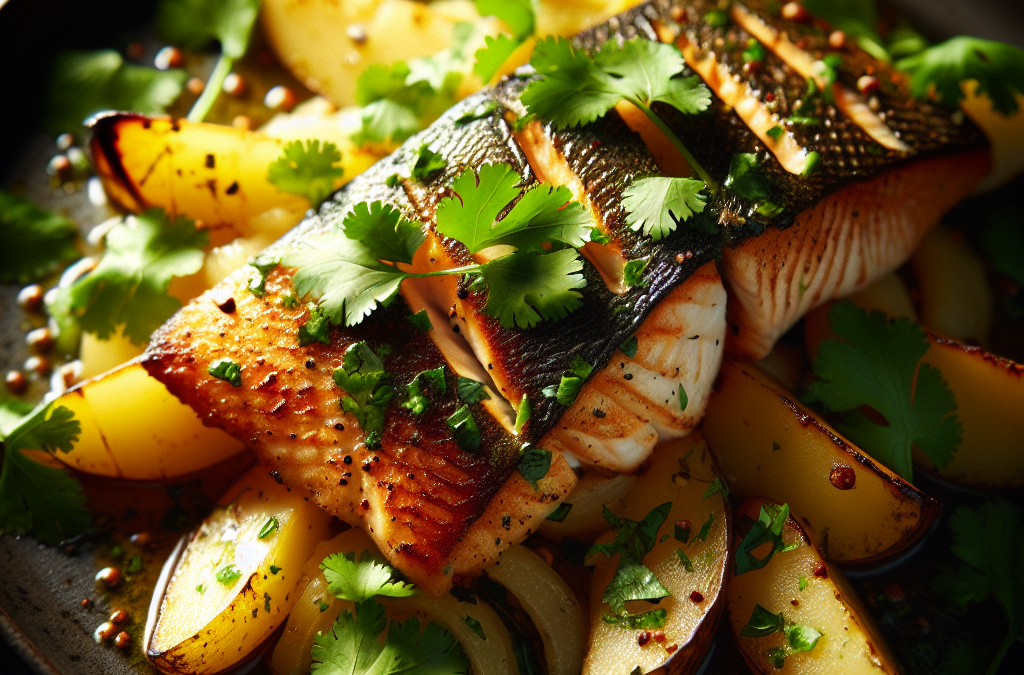 Filete de pescado al cilantro con papas