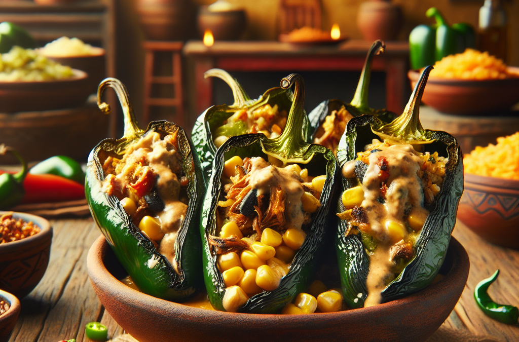 Chiles poblanos asados con relleno