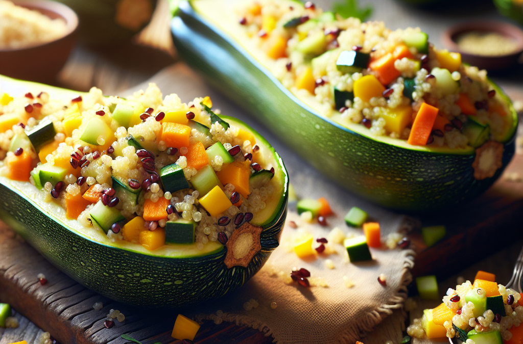 Calabacitas rellenas de quinoa y verduras