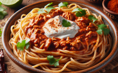 Fideo seco con salsa de chipotle y crema