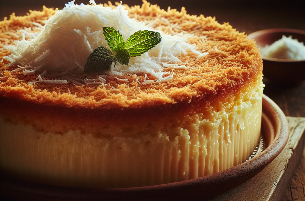 Pastel de tres leches con coco rallado