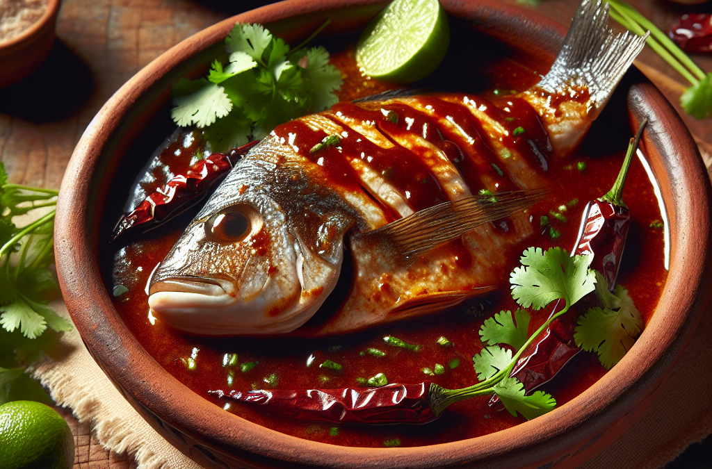 Pescado en salsa de tamarindo y chile chipotle