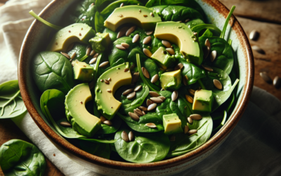 Ensalada de espinacas con aguacate y semillas de girasol