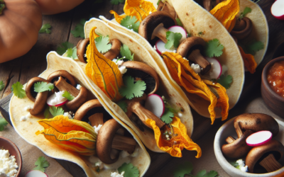 Tacos de flor de calabaza con hongos