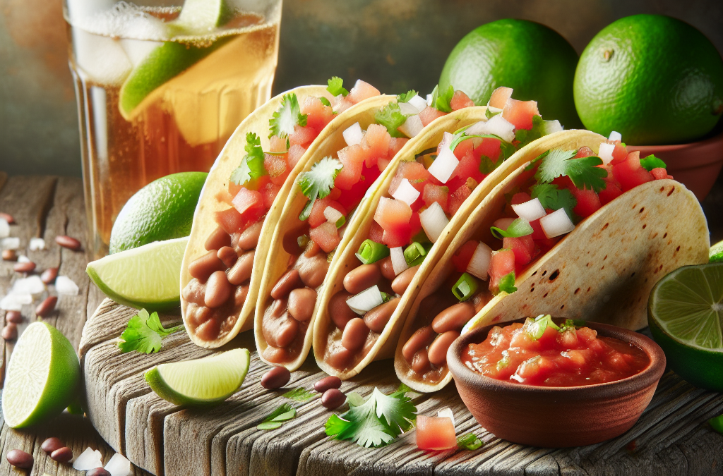 Tacos de frijol con salsa de jitomate