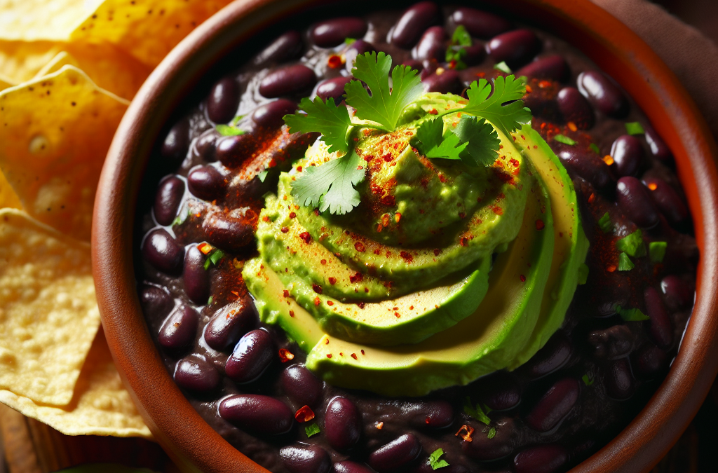 Dip de frijoles negros con aguacate