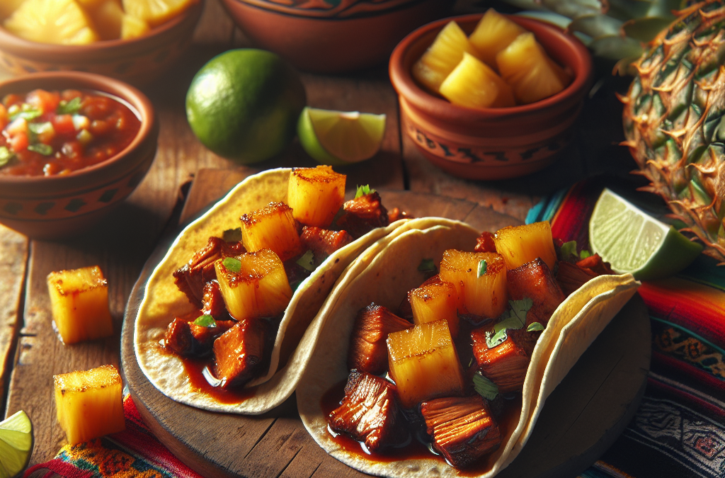 Tacos de cerdo en adobo con piña