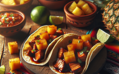 Tacos de cerdo en adobo con piña