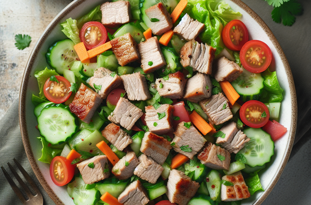 Ensalada de cerdo con aderezo de cilantro