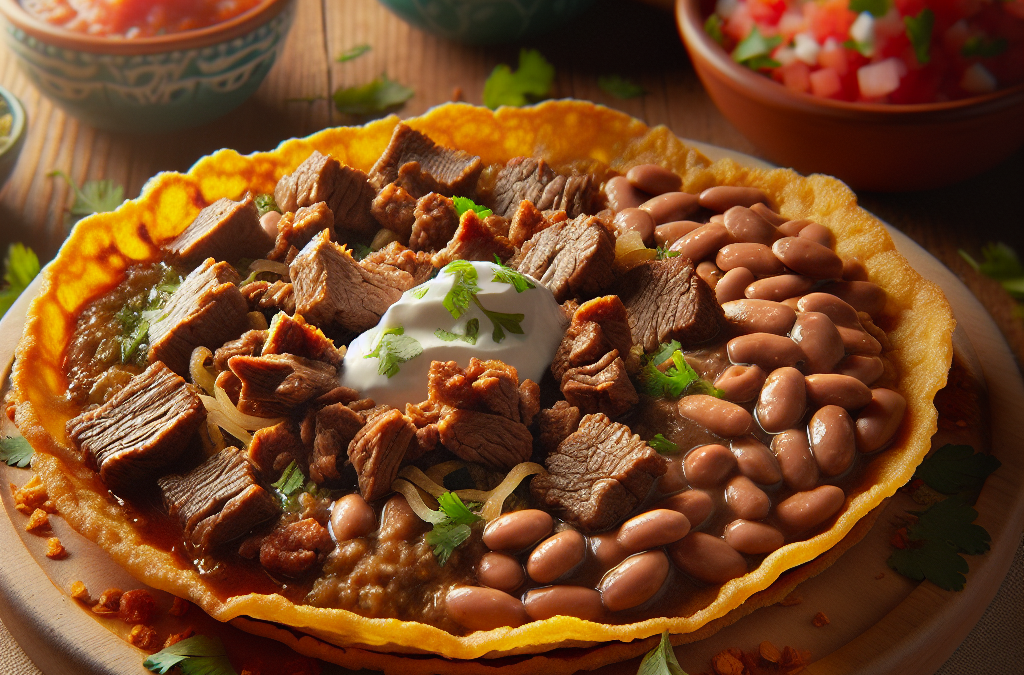 Sopes de carne de res con frijoles