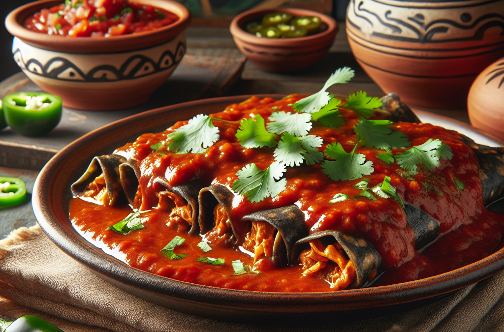 Enchiladas de huitlacoche con salsa de jitomate