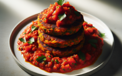 Tortitas de lentejas veganas con salsa de jitomate