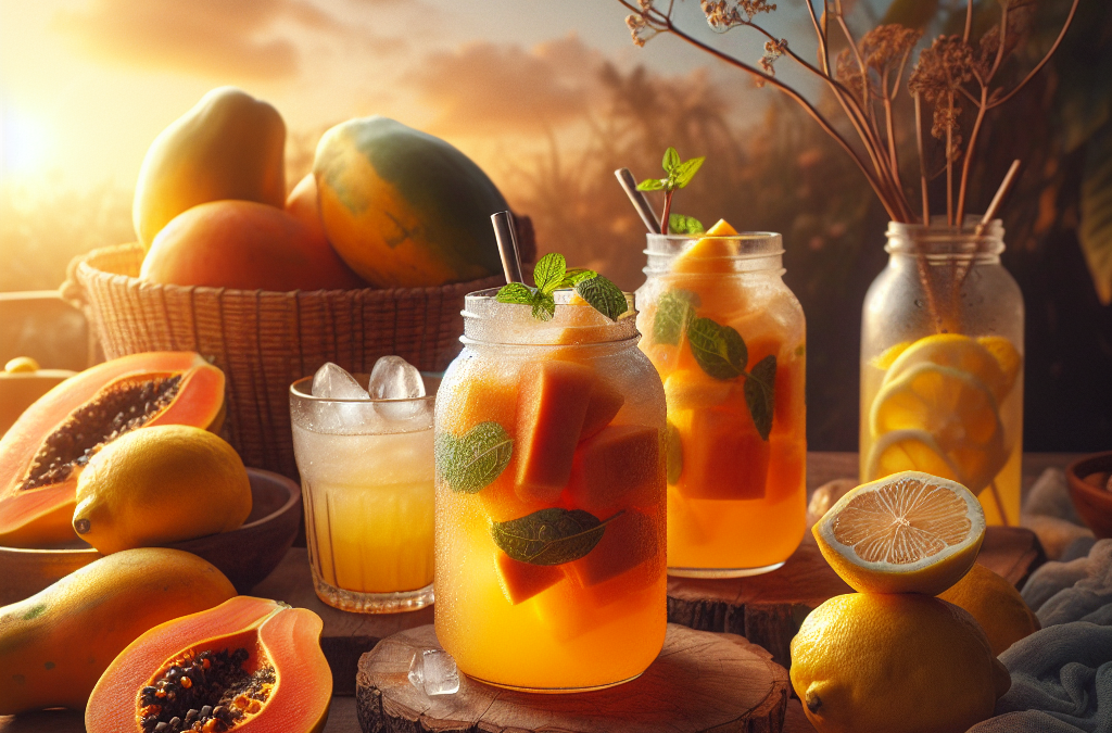 Aguas frescas de papaya y limón