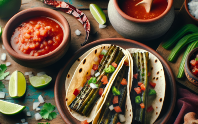 Tacos de nopales con salsa roja