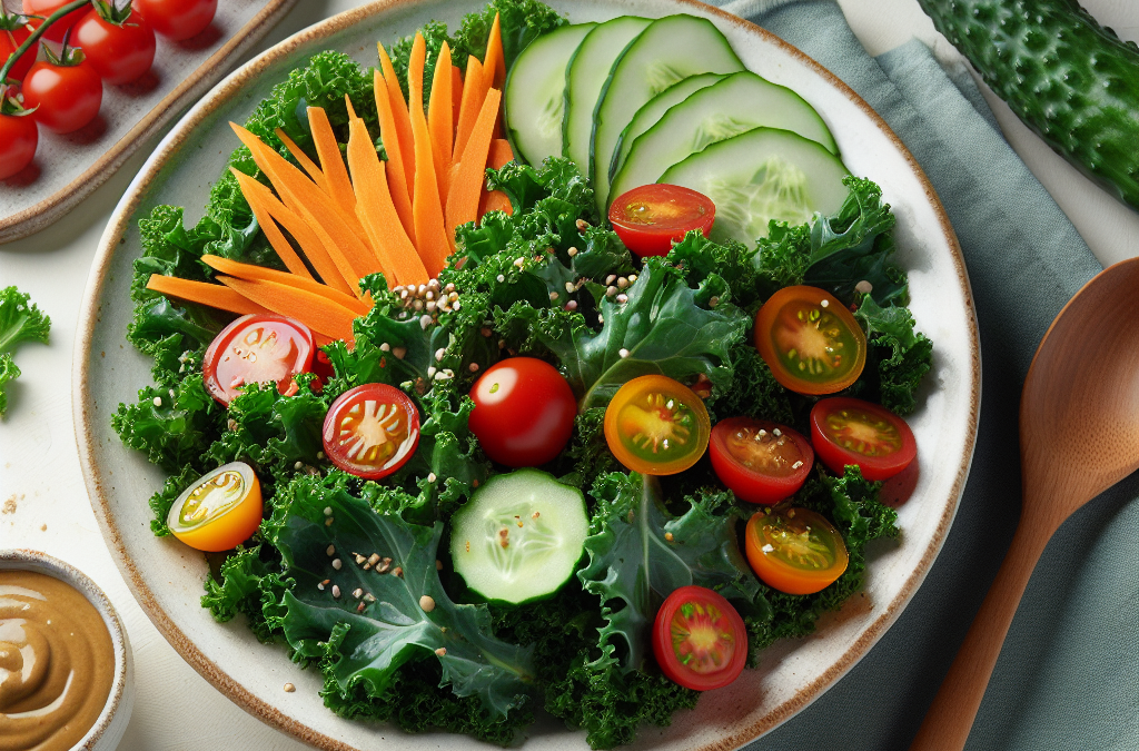 Ensalada de col rizada con aderezo de tahini