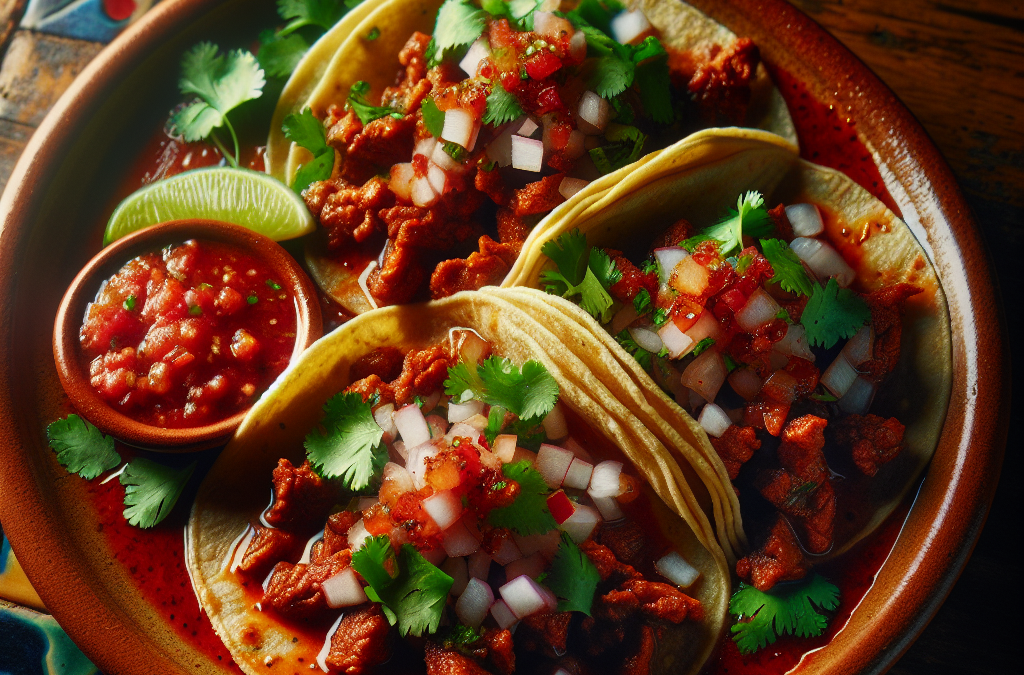 Tacos de pancita con salsa borracha