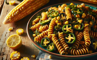 Pasta con chile poblano y elote