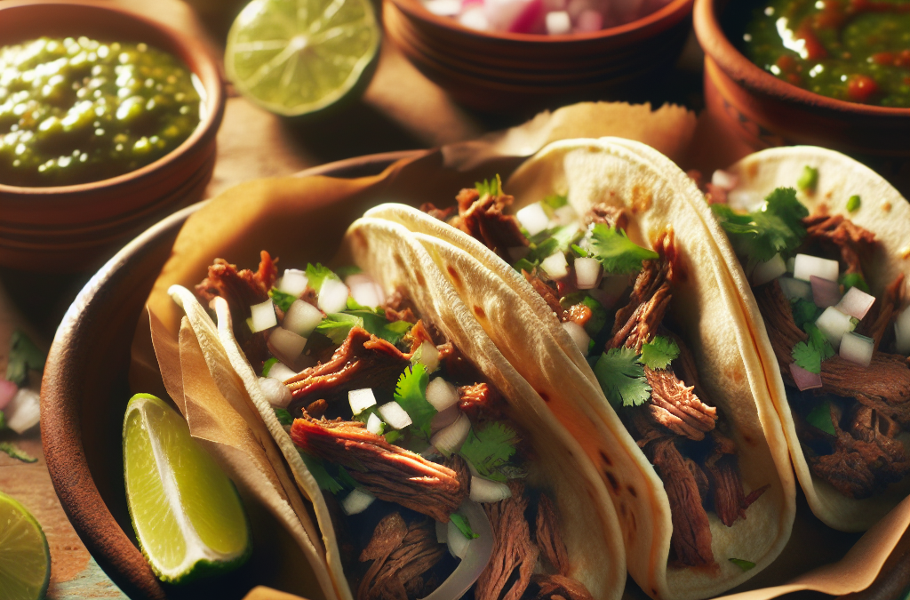 Tacos de carnitas con salsa verde