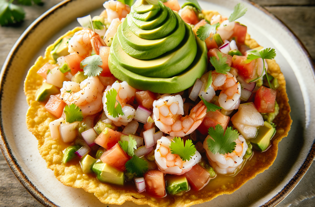 Tostadas de ceviche con aguacate