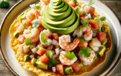 Tostadas de ceviche con aguacate