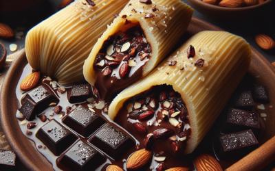 Tamales de dulce con chocolate y almendras