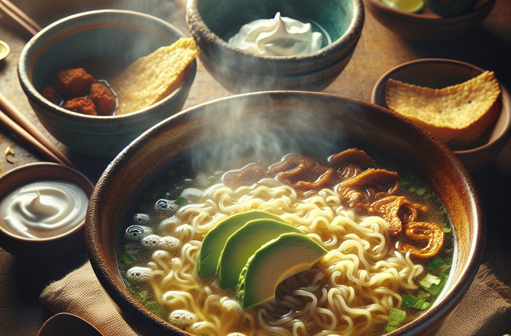 Sopa de fideo seco con crema y aguacate