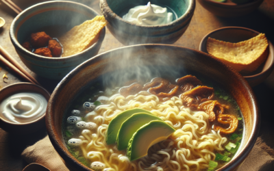 Sopa de fideo seco con crema y aguacate